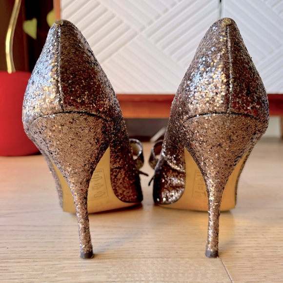 Ted Baker Chocolate Glitter High Heels - Size UK 7/US 9 - Picture 5 of 9